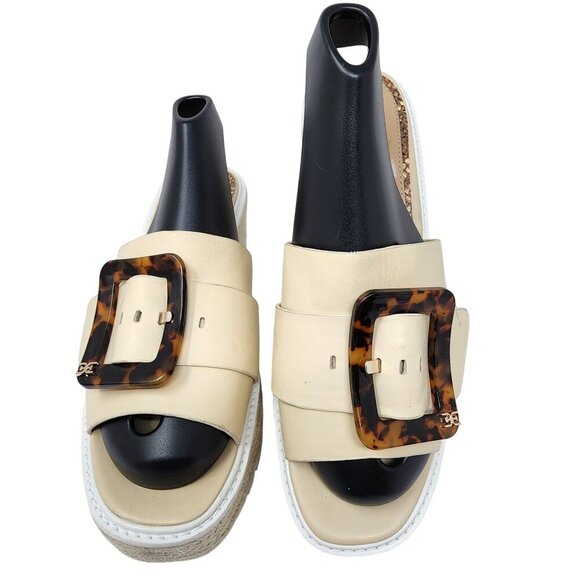 Sam Edelman Womens Platform Wedge Sandals Beige & Black Espadrille Style 9.5 - Picture 10 of 12